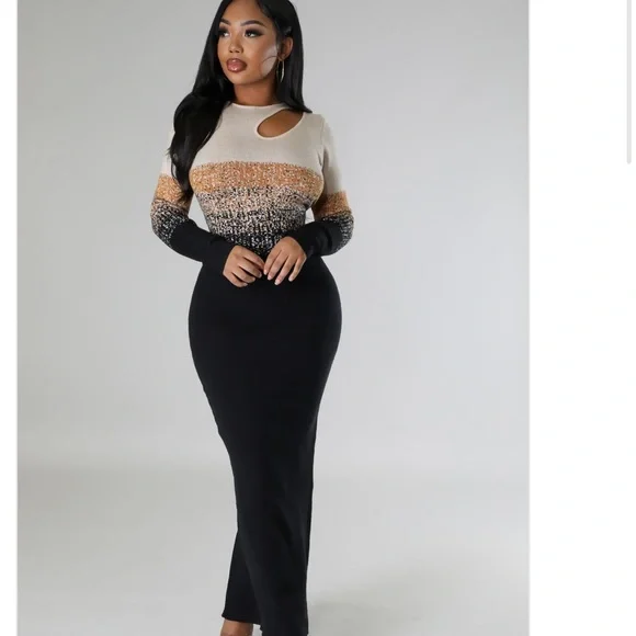 Black gray ombré sweater dress - Picture 9 of 10